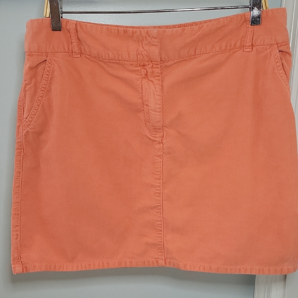 J. Crew Tangerine Orange Corduroy Mini Skirt Size 14